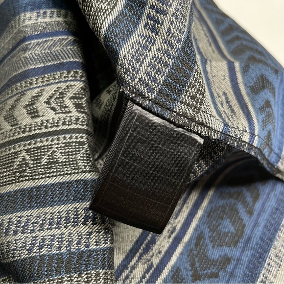 Bb Dakota Kinley Southwest Blue Grey Silver Retro Boat Neck Fit-n-Flare Dress - Picture 12 of 15